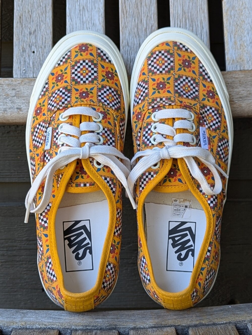 Vans Authentic 44 DX Anaheim Factory Tile Checkerboard Yellow Size W9/M7.5